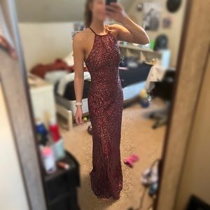 Red and Gold Sequin Prom Dress Nightway size 4